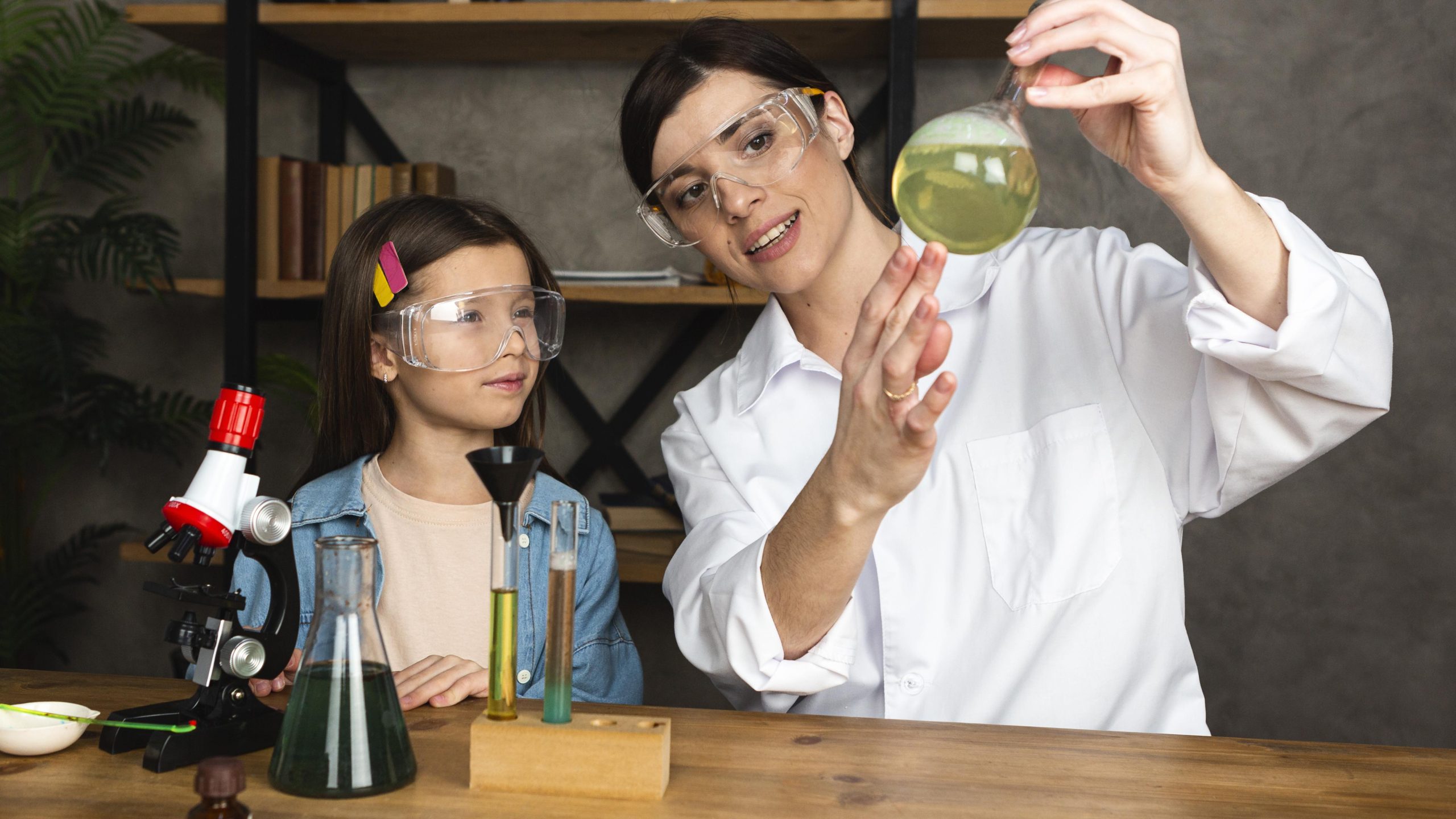 girl-teacher-doing-science-experiments-with-microscope